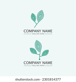leaf logo design vector for nature symbol template editable,Green leaf logo ecology nature element vector icon.
