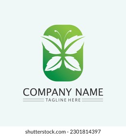 leaf logo design vector for nature symbol template editable,Green leaf logo ecology nature element vector icon.
