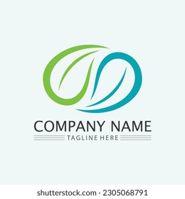 leaf logo design vector for nature symbol template editable,Green leaf logo ecology nature element vector icon.

