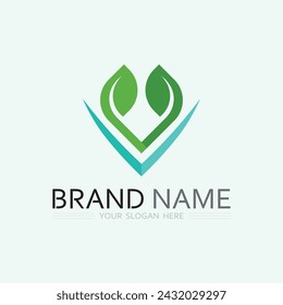 leaf logo design vector for nature symbol template editable,Green leaf logo ecology nature element vector icon.

