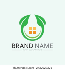 leaf logo design vector for nature symbol template editable,Green leaf logo ecology nature element vector icon.
