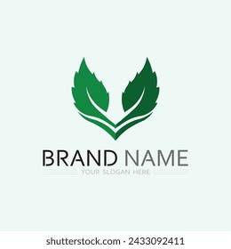 leaf logo design vector for nature symbol template editable,Green leaf logo ecology nature element vector icon.

