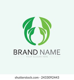 leaf logo design vector for nature symbol template editable,Green leaf logo ecology nature element vector icon.
