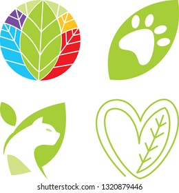 Leaf Logo Design Vector Template Set
