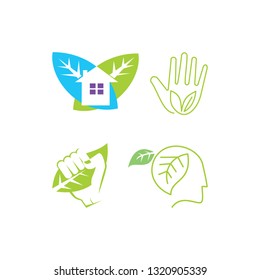 Leaf Logo Design Vector Template Set
