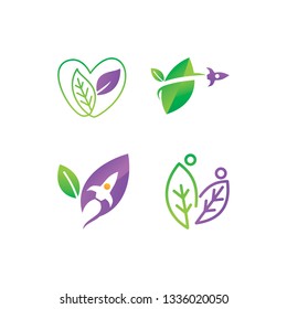 Leaf Logo Design Vector Template Set