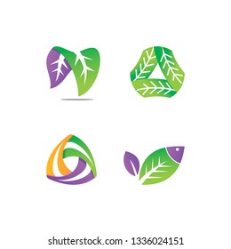 Leaf Logo Design Vector Template Set
