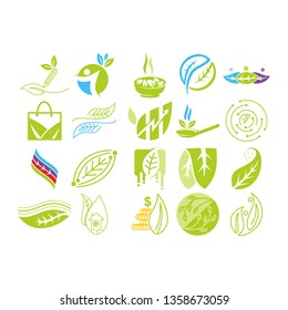 Leaf Logo Design Vector Template Set