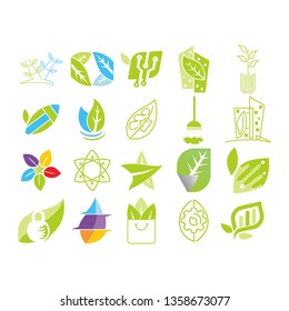 Leaf Logo Design Vector Template Set