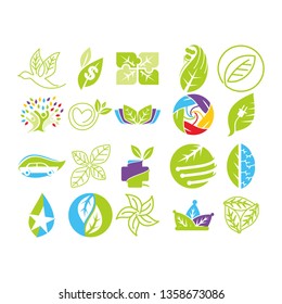 Leaf Logo Design Vector Template Set