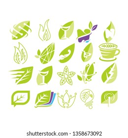 Leaf Logo Design Vector Template Set