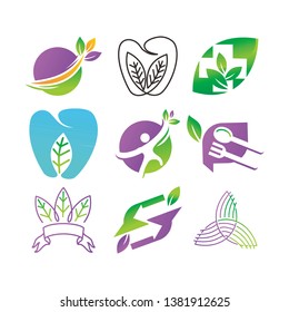 Leaf Logo Design Vector Template Set