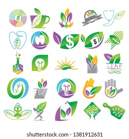 Leaf Logo Design Vector Template Set