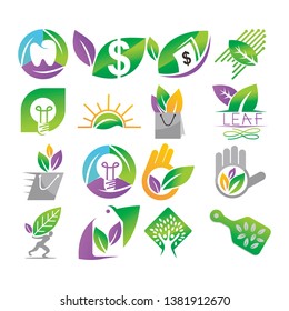 Leaf Logo Design Vector Template Set