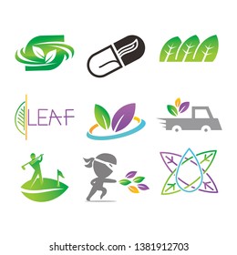 Leaf Logo Design Vector Template Set