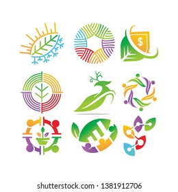 Leaf Logo Design Vector Template Set