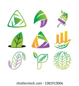 Leaf Logo Design Vector Template Set