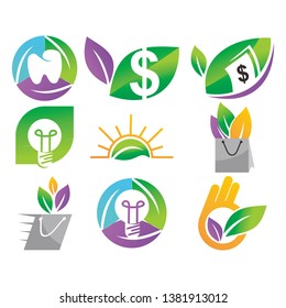 Leaf Logo Design Vector Template Set