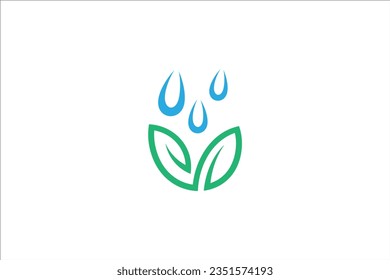 Leaf logo design with water drop splash