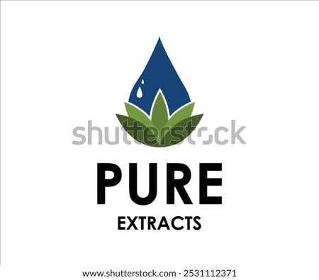 leaf Logo featuring a water droplet and leaves, symbolizing purity and natural extracts.