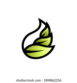 leaf logo in flat design green color, nature, and environment concept