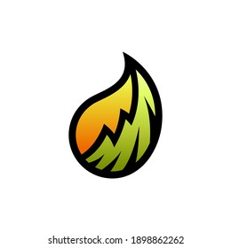 logotipo de hoja de estilo plano color verde y amarillo, plantilla natural