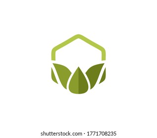 Leaf logo flower green vector icon 