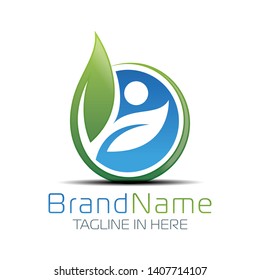 Leaf logo formed human symbol with simple and modern shape