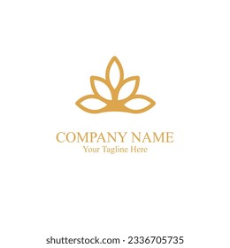 el logo de la hoja forma una corona. logotipo estético. ilustración vectorial