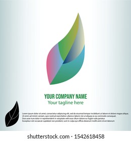 leaf logo, with gradient color, vector.