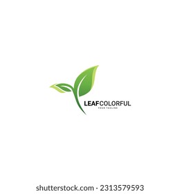 leaf logo gradient colorful design illustrations