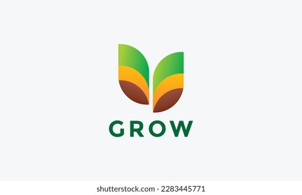 Leaf logo green leaves grow company minimalist energy environment