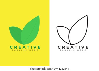 logotipo de hoja, formas verdes y monocromáticas. logotipos abstractos, conceptos de diseño, logotipos, elementos de tipo de logotipo para plantillas. Ilustración EPS