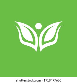 Leaf logo green nature vector image
