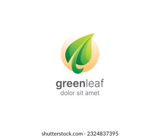 Logo de la hoja. Icono de logotipo vectorial de naturaleza verde