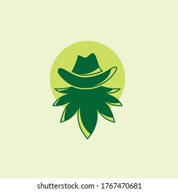 Leaf logo with hat on top 