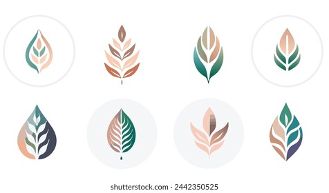 Leaf Logo for Health Eco Organic | Spa Wellness Meditation Food Business Green Neutral Tones | Modern Minimal 