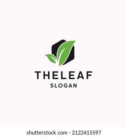 Plantilla de diseño plano del icono del logotipo de la hoja 