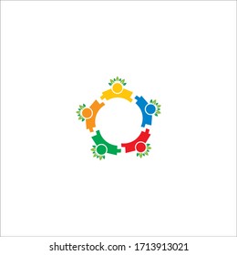 ilustración de icono del logotipo de hoja. comunidad, cuidado del diseño de vectores