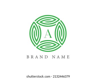 Leaf Logo icon symbol Design with Letter A. Vector logo template