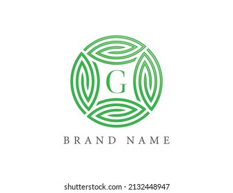 Leaf Logo Symbol Design mit Buchstabe G. Vektorlogo-Vorlage