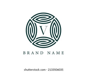Leaf Logo Symbol Design mit Letter V-Logo-Vorlage
