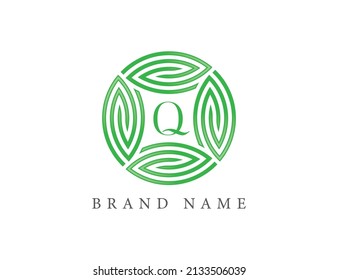 Leaf Logo icon symbol Design with Letter Q. Vector logo template