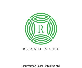 Leaf Logo icon symbol Design with Letter R. Vector logo template
