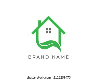 Leaf Logo icon symbol with Home. Vector logo template