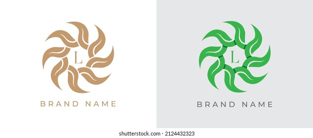 Symbol des Leaf-Logos mit Buchstabe L. Vektorlogo-Vorlage
