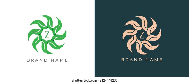 Symbol des Leaf-Logos mit Buchstabe Z. Vektorlogo-Vorlage
