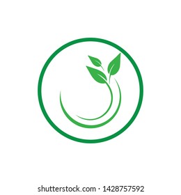 leaf logo icon template design ecology 