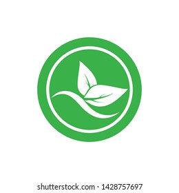 leaf logo icon template design ecology 