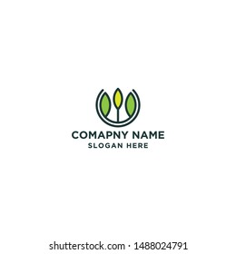 Leaf logo and icon template, vector